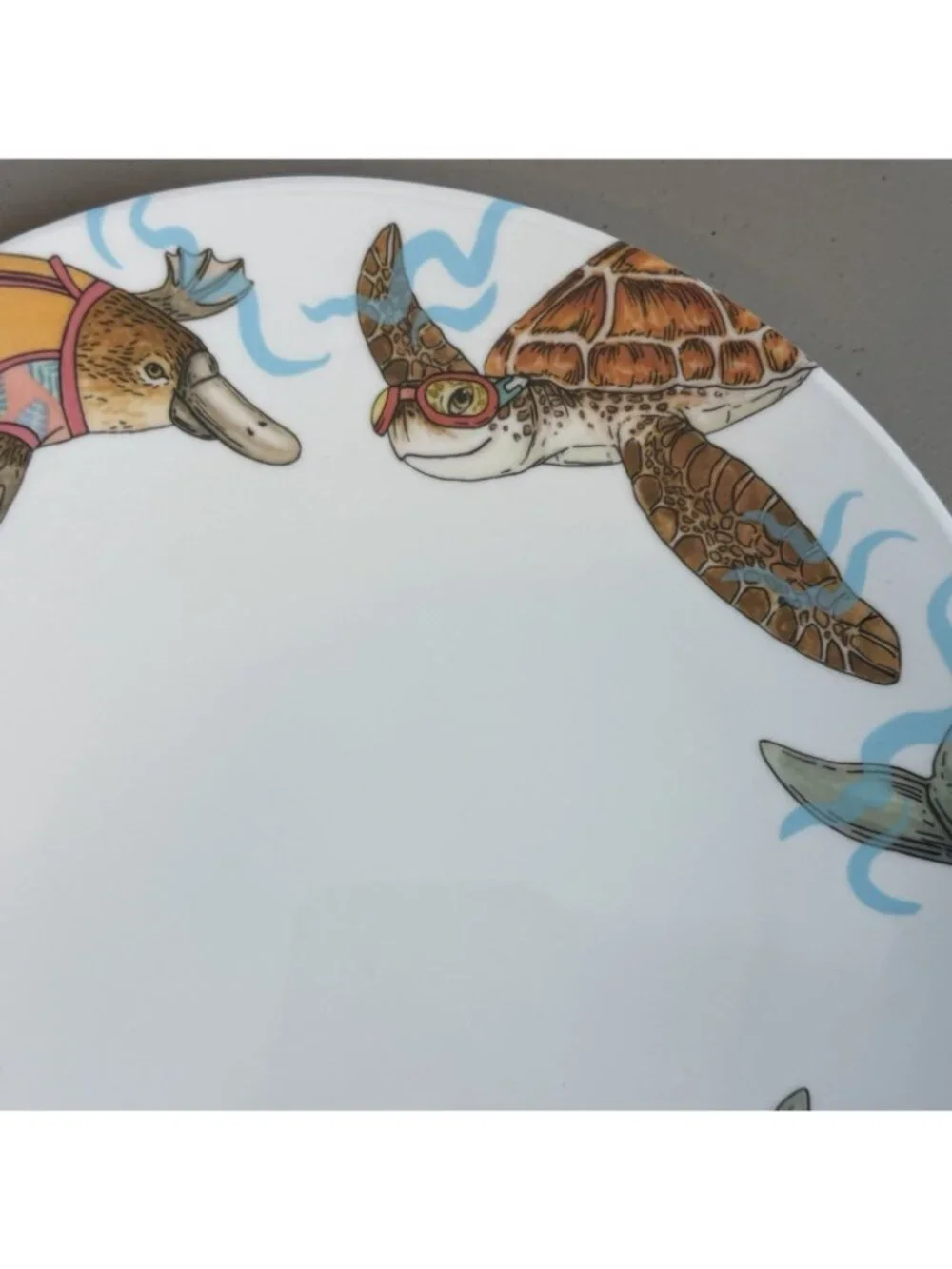 West‎ Elm Rachel Kozlowski Dapper Animal Dinner Plate Ocean beach otter dolphin